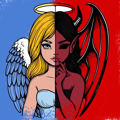 realistic angel half demon