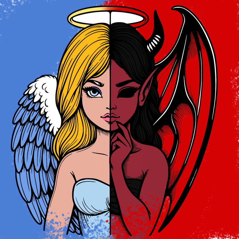 realistic angel half demon