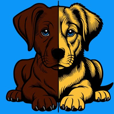 realistic dog split picture