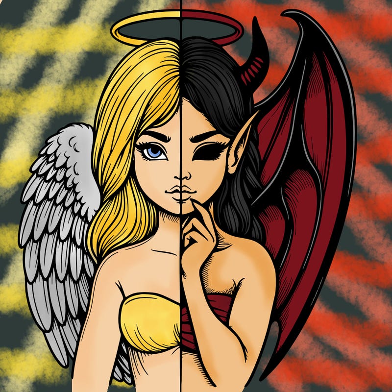 realistic angel half demon