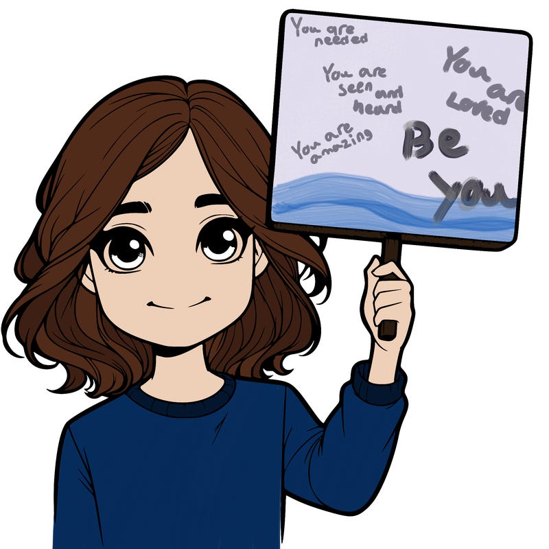 realistic girl holding up a sign