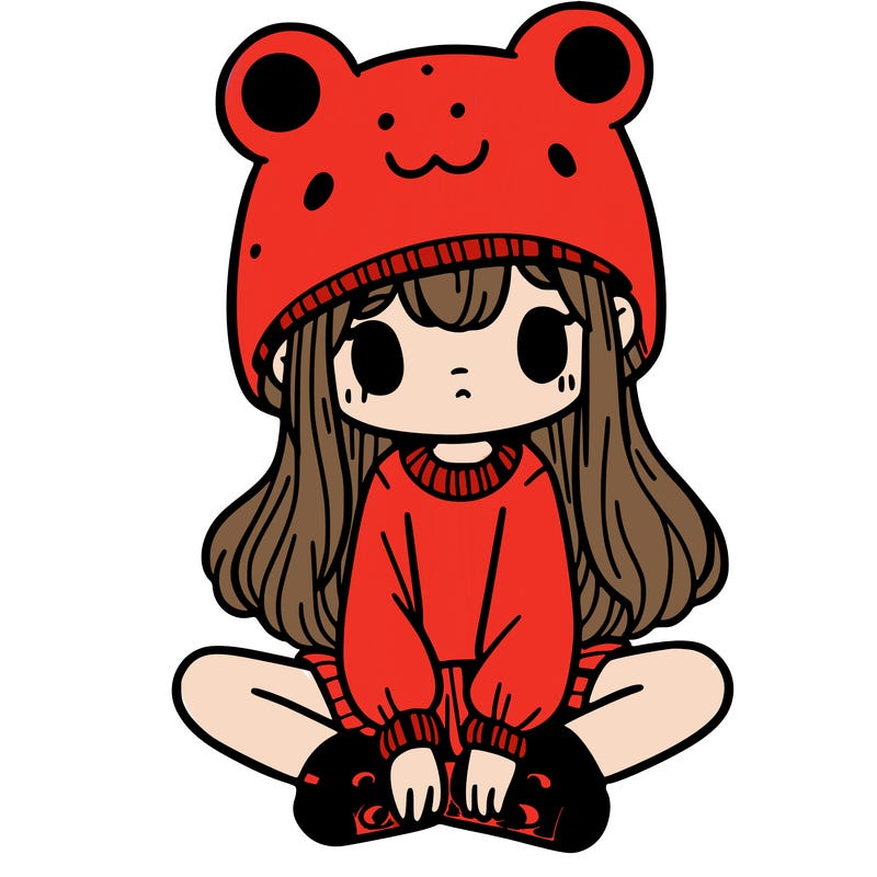 a girl wearing a frog hat and some frog socks