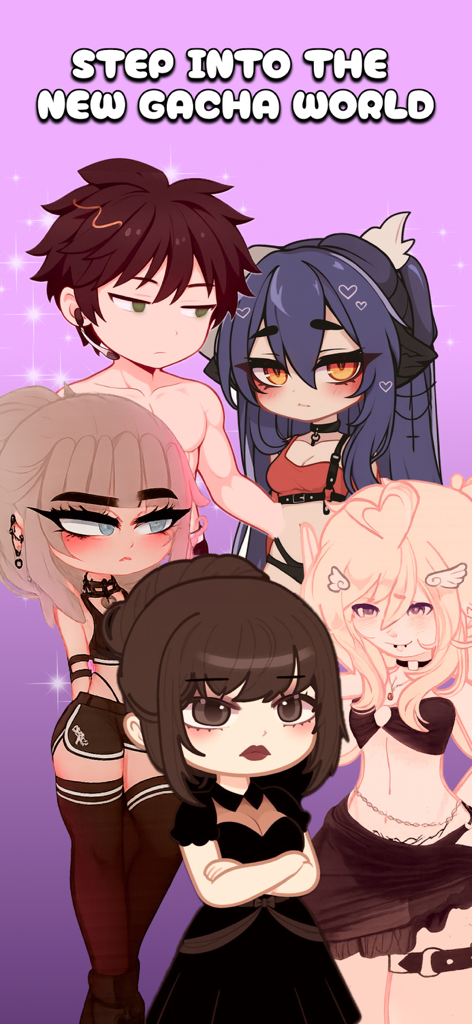A group of stylized anime characters from Gacha Star Lab with the text Step into the new Gacha world