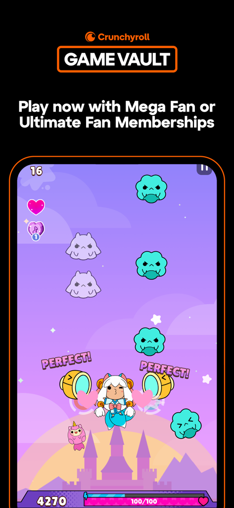 Gameplay di Sweet Sins 2 su Crunchyroll Game Vault con un'adorabile ragazza magica che combatte mostri a tempo di musica.