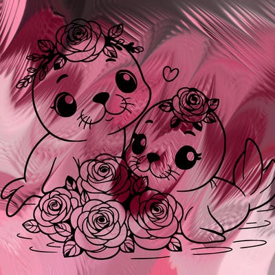 baby seals with roses