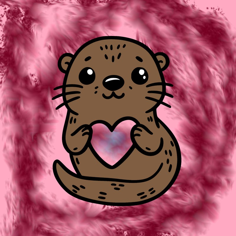 otter with a heart