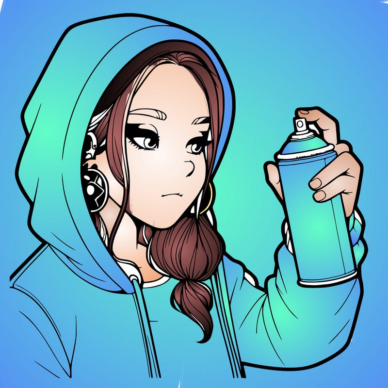 a realistic girl, spray painting