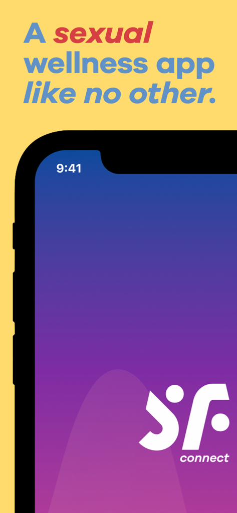 Satisfyer Connect app splash screen with the tagline A sexual wellness app like no other.