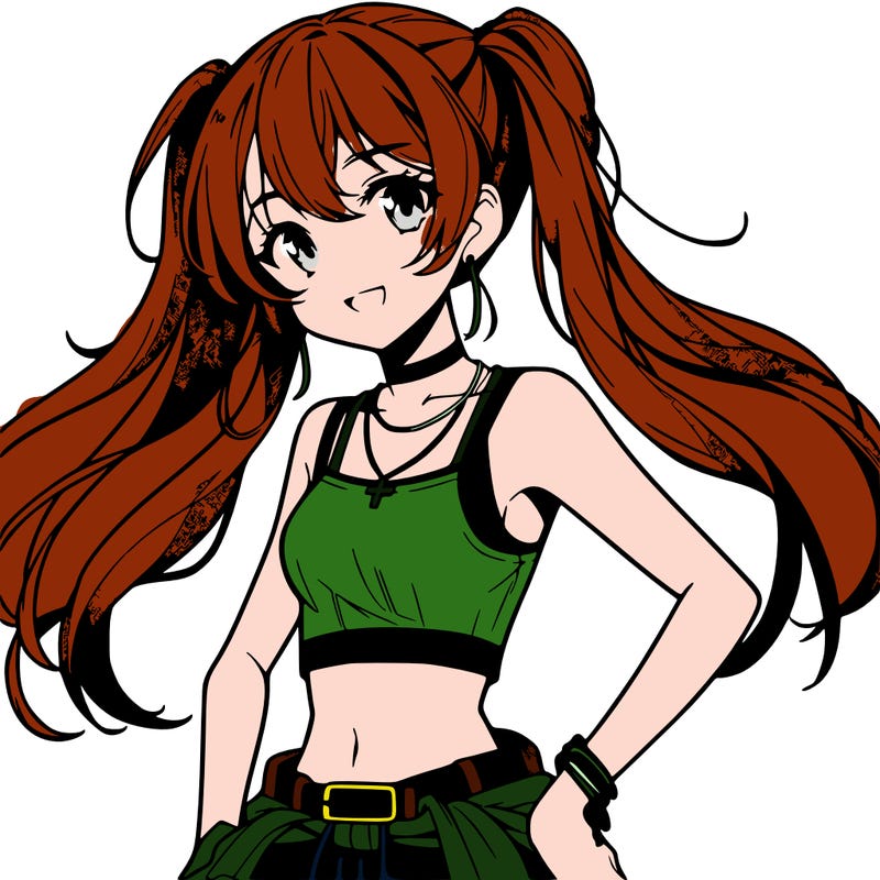 anime girl wearing crop top