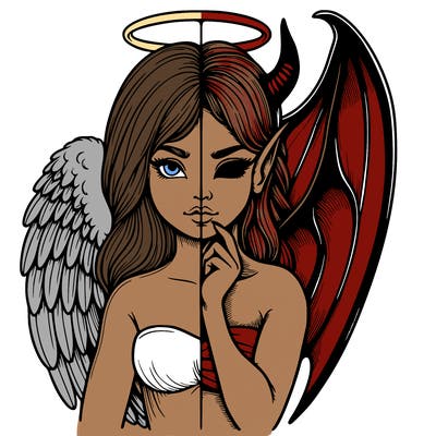 realistic angel half demon