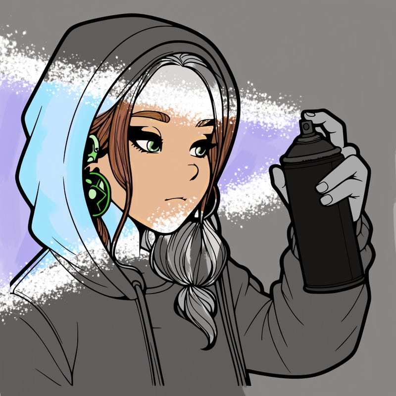 a realistic girl, spray painting