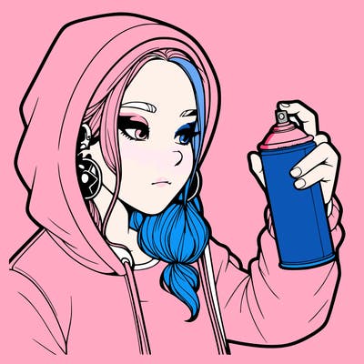 a realistic girl, spray painting