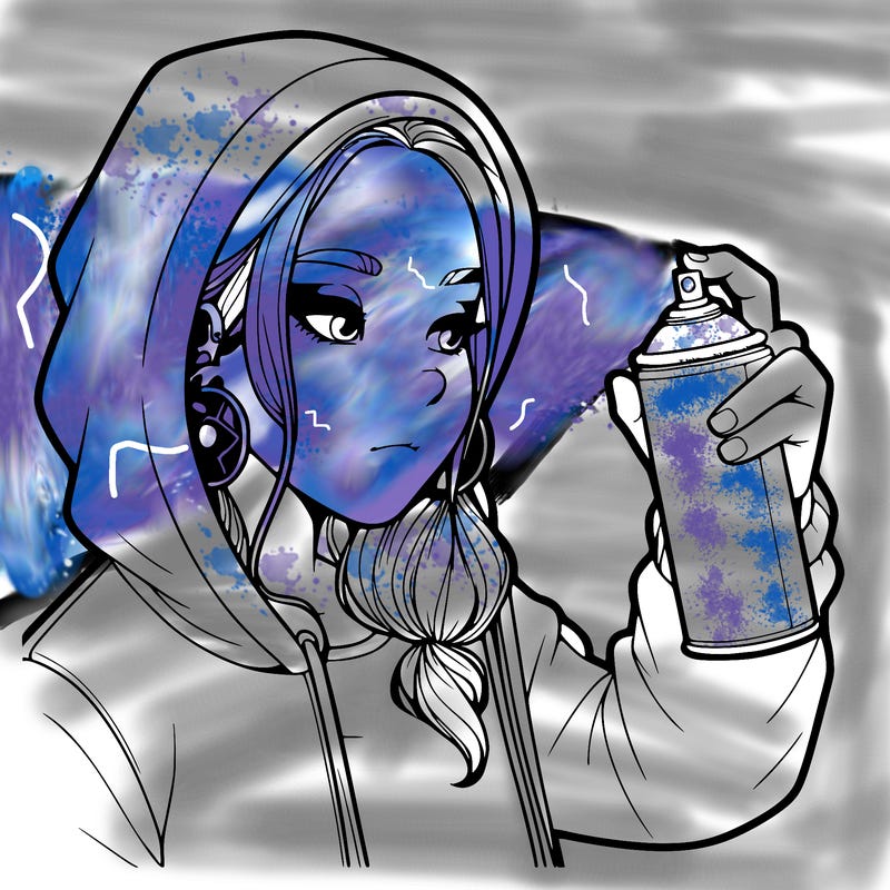 a realistic girl, spray painting