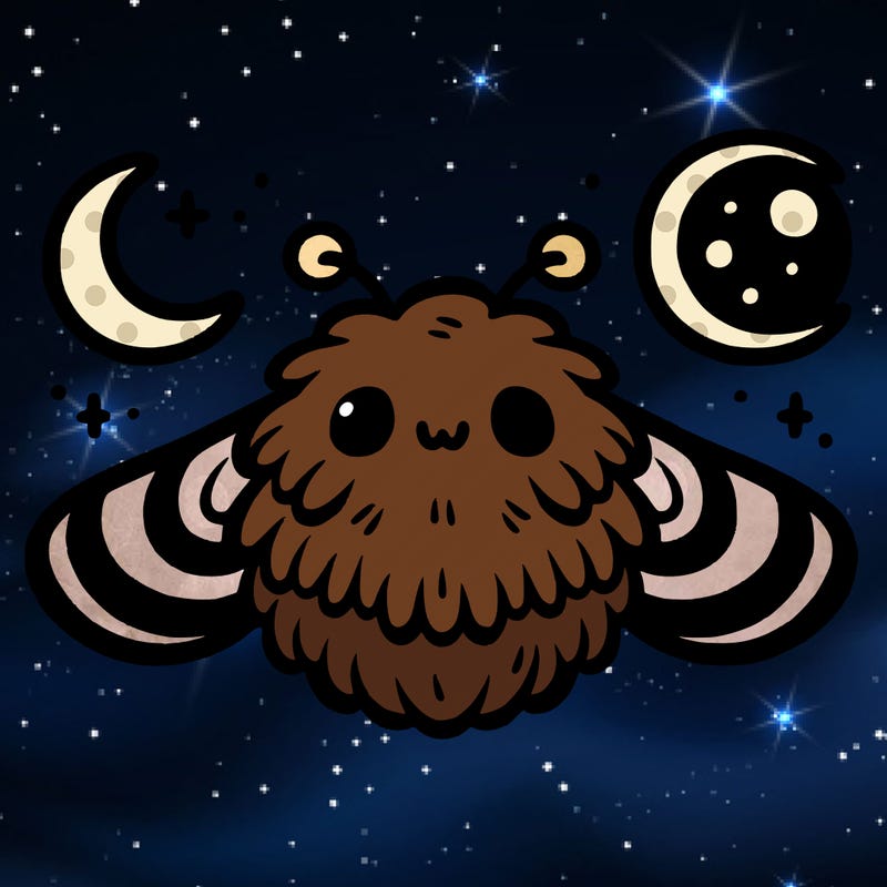 simple cute fuzzy moth moon
