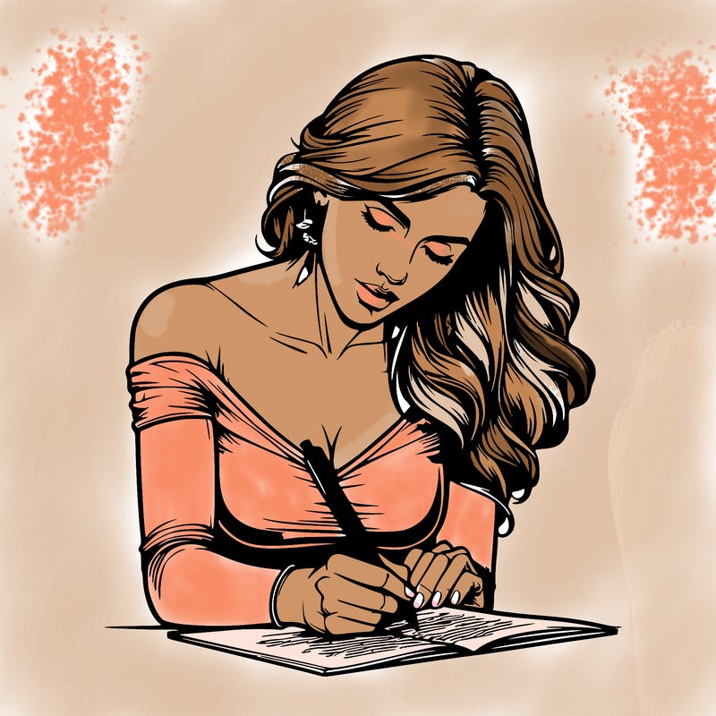 realistic female writing poetry