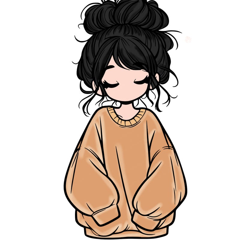 girl with baggy sweatshirt and messy bun