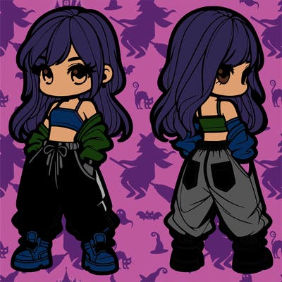 girl in crop top and baggy pants