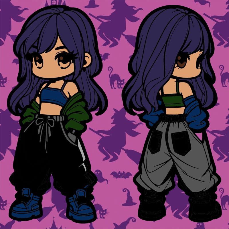 girl in crop top and baggy pants