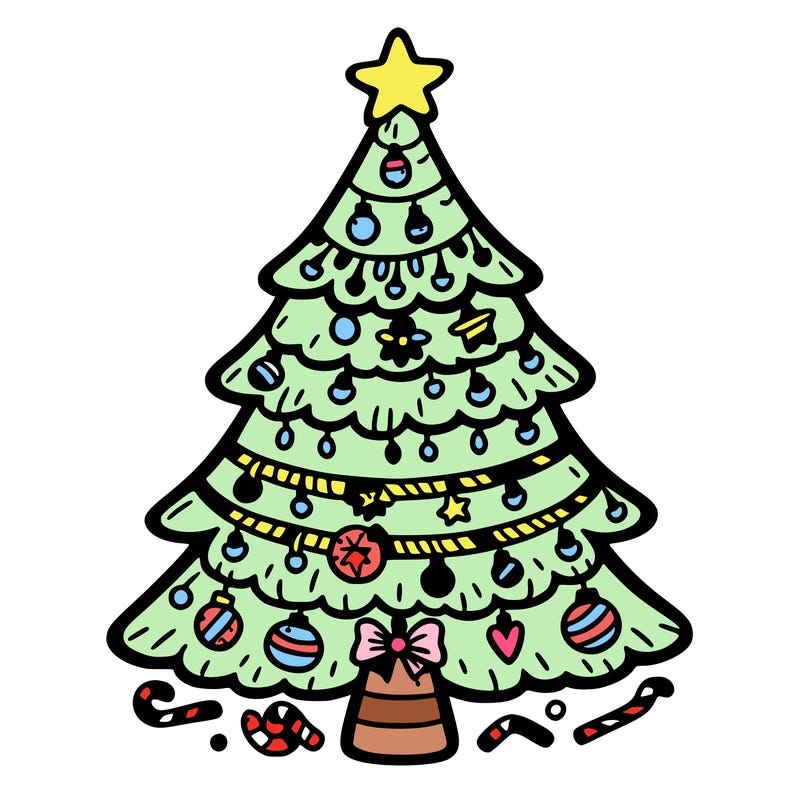 christmas tree with lots of details