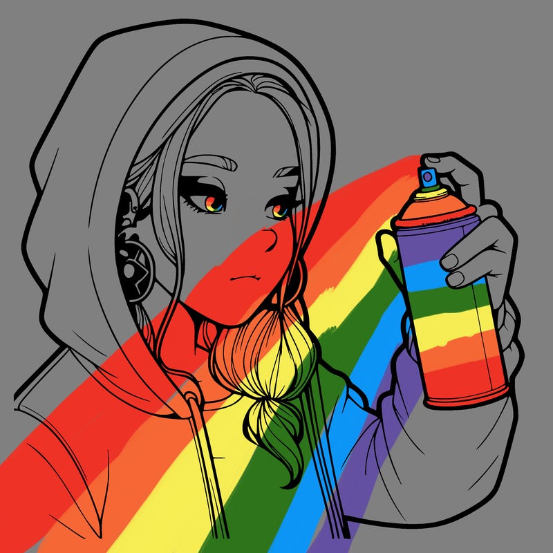 a realistic girl, spray painting