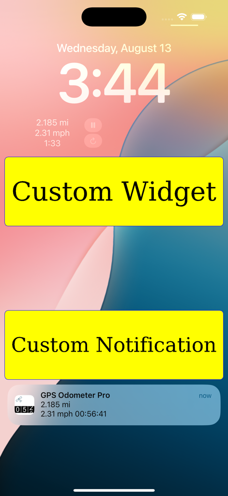 GPS Odometer Pro - GPS Odometer Pro lock screen showing custom tracking widget and notification