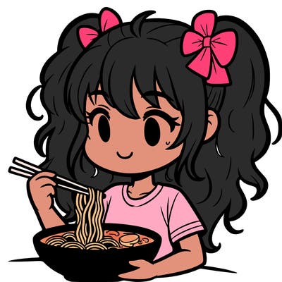 a girl eating ramen