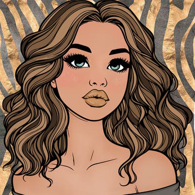 realistic girl with wavy hair and lips