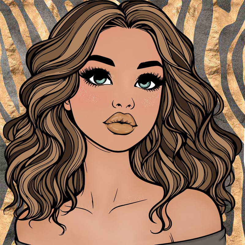 realistic girl with wavy hair and lips