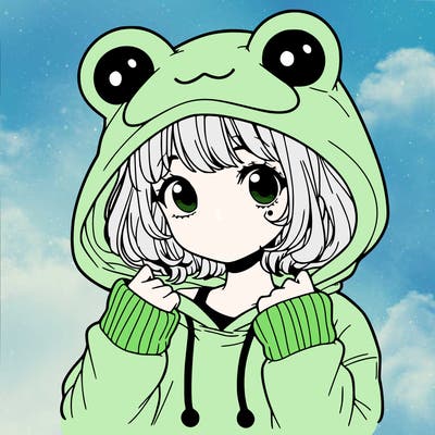 a cute teenage girl wearing a frog hoodie