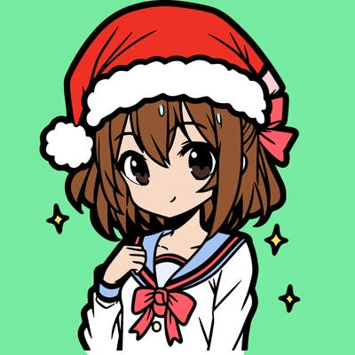 anime girl wearing a santa hat