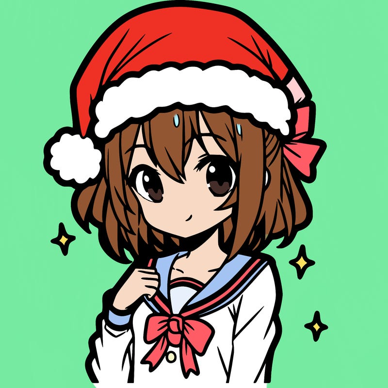anime girl wearing a santa hat