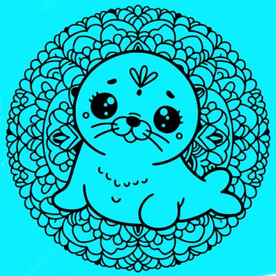 a cute baby seal mandala