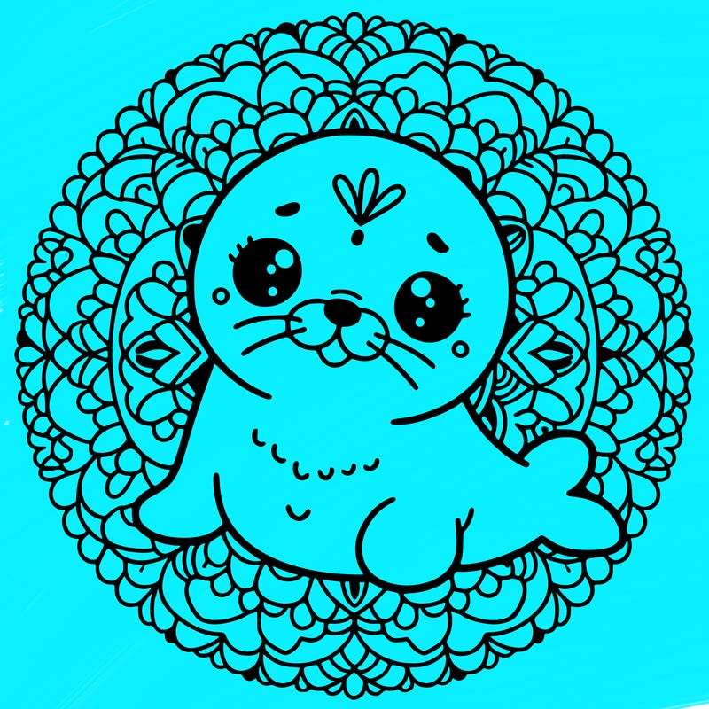 a cute baby seal mandala