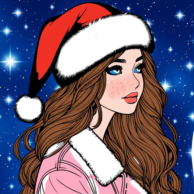 realistic girl in santa hat