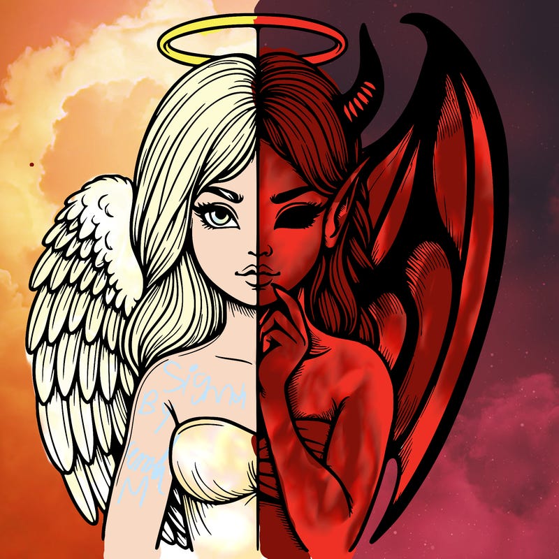 realistic angel half demon