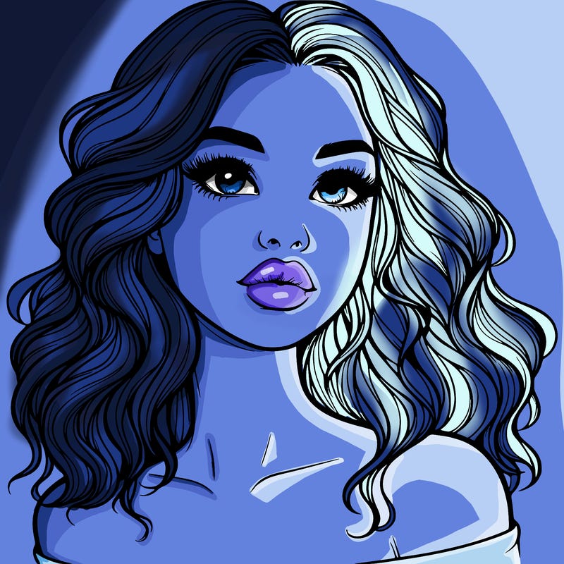 realistic girl with wavy hair and lips