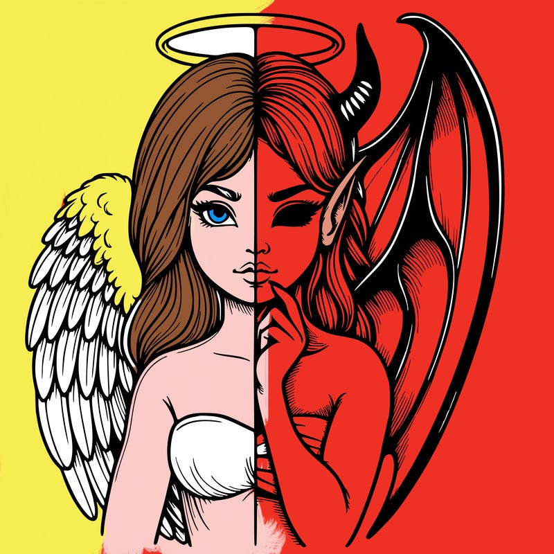 realistic angel half demon