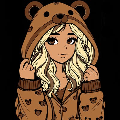 realistic girl in a animal pjs hoodie
