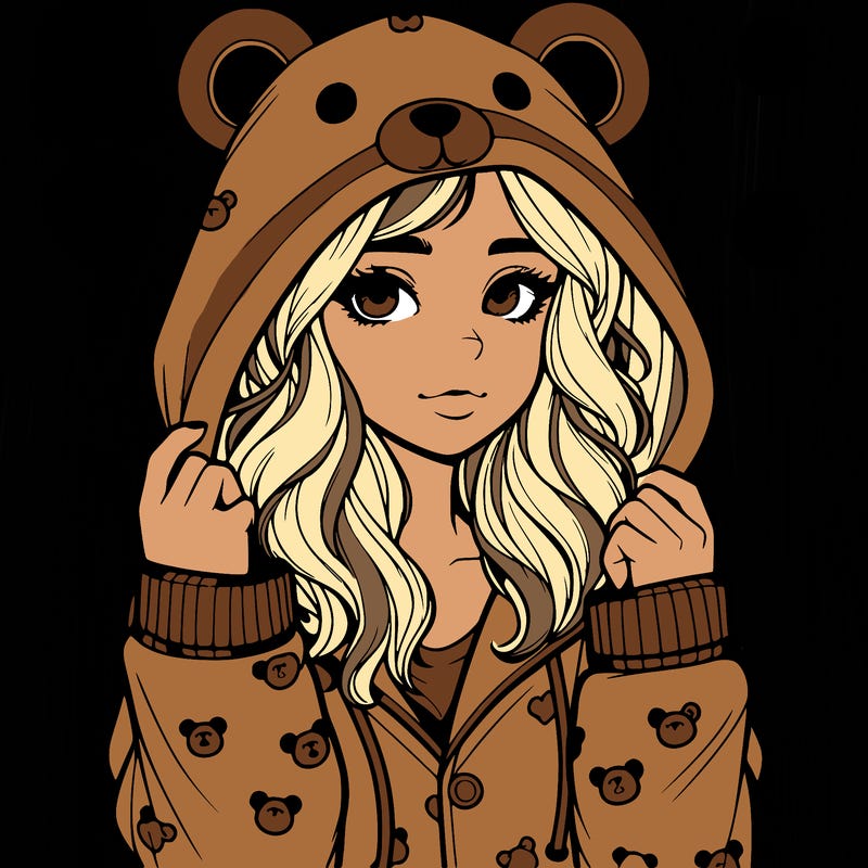realistic girl in a animal pjs hoodie