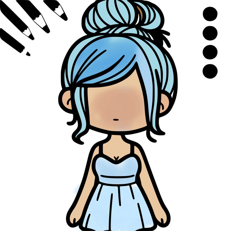 make a girl with body and messy bun no eyes