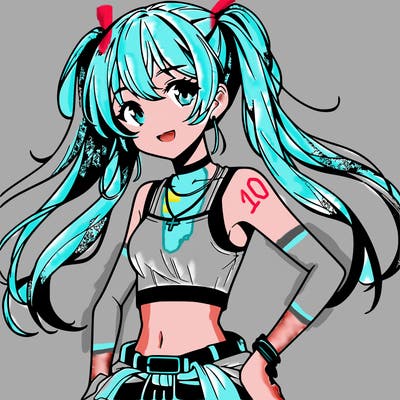 anime girl wearing crop top