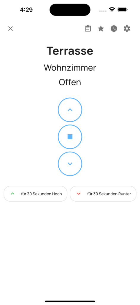 everHome - everHome app interface for motorized terrace shutter control