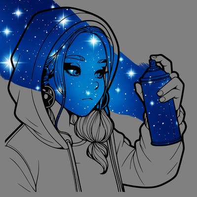 a realistic girl, spray painting