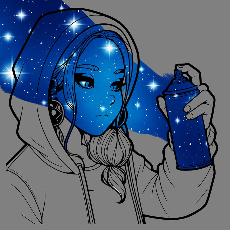 a realistic girl, spray painting