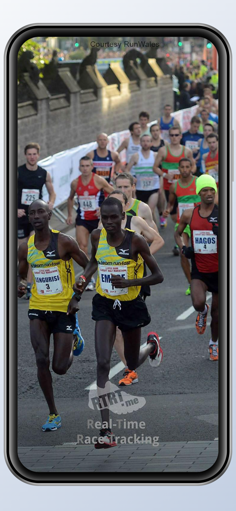 RTRT.me - A group of elite runners competing in a marathon with RTRT.me real-time tracking branding