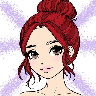 realistic pretty girl with hair in bun