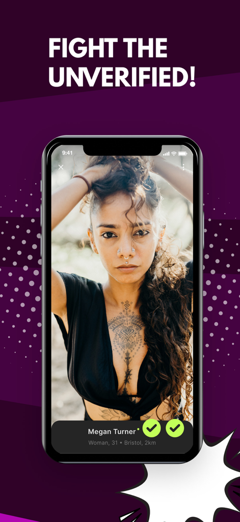 A verified user profile on the FET kinky dating app showing safety verification badges