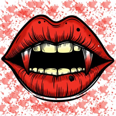 lips with vampire teeth