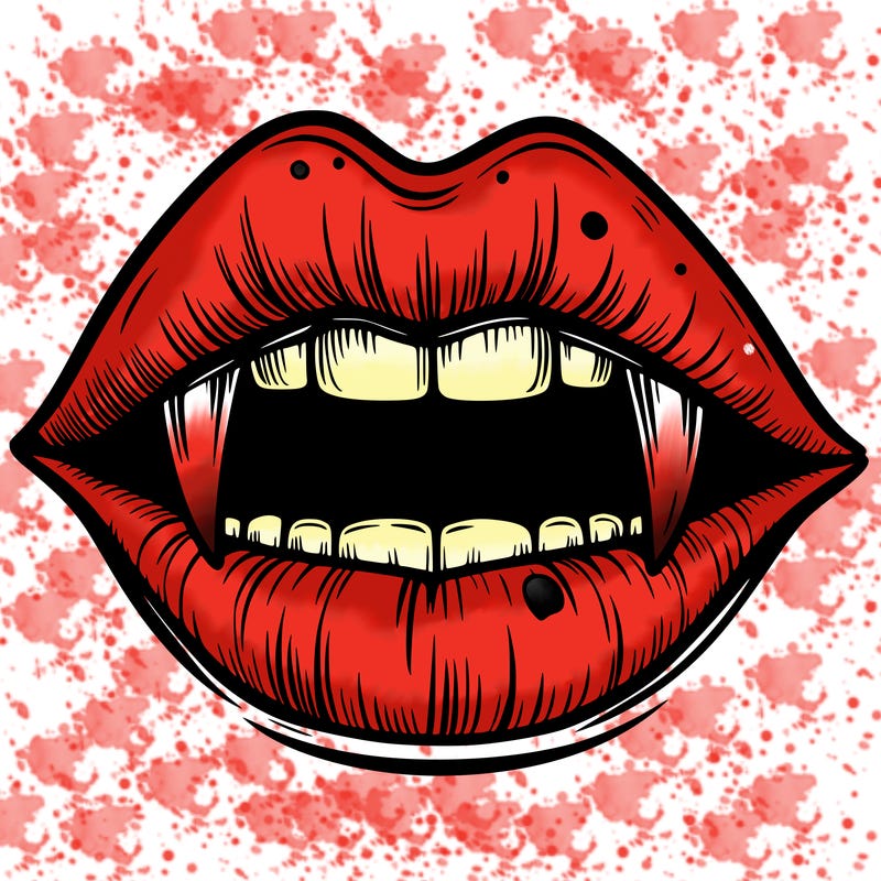 lips with vampire teeth
