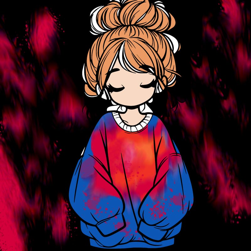 girl with baggy sweatshirt and messy bun